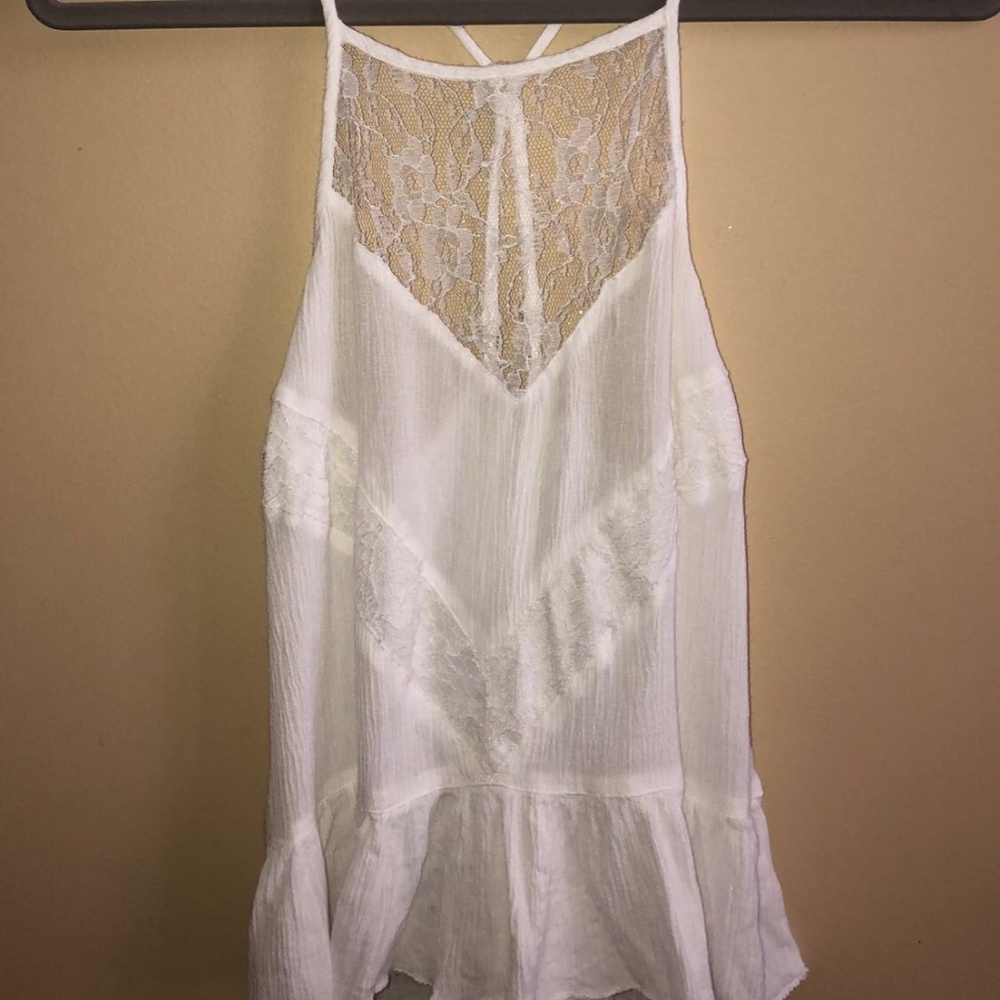 White Lace High Neck Top